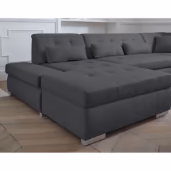 Best Mobilier Vermont Canapé d'angle 7 siège(s) Noir, Gris