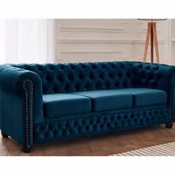 Best Mobilier William, Bleu, Velours, Bois, 2010 mm, 880 mm, 720 mm