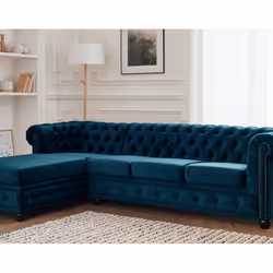 Best Mobilier William, Bleu, Velours, Bois, 2560 mm, 1720 mm, 720 mm
