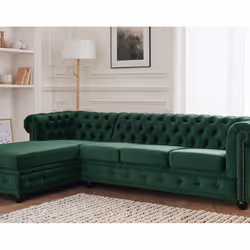 Best Mobilier William, Bleu, Velours, Bois, 2560 mm, 1720 mm, 720 mm