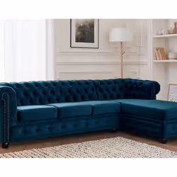 Best Mobilier William, Bleu, Velours, Bois, 2560 mm, 1720 mm, 720 mm