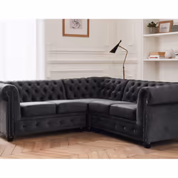 Best Mobilier William, Jaune, Velours, Bois, 2120 mm, 2120 mm, 720 mm