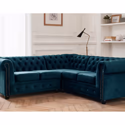 Best Mobilier William, Bleu, Velours, Bois, 2120 mm, 2120 mm, 720 mm