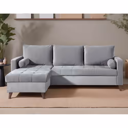 Best Mobilier Polar, Gris, Velours, Bois, 2200 mm, 1460 mm, 860 mm