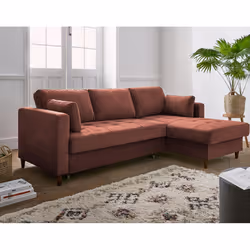 Best Mobilier Anna, Vert, Olive, Velours, Bois, 2220 mm, 1480 mm, 850 mm