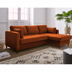 Best Mobilier Anna, Rose, Velours, Bois, 2220 mm, 1480 mm, 850 mm