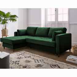 Best Mobilier Brooke, Bleu, Velours, Bois, 2330 mm, 1530 mm, 850 mm