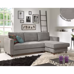 Best Mobilier Jake, Gris, Velours, Bois, 2220 mm, 1480 mm, 840 mm