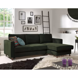 Best Mobilier Jake, Bleu, Velours, Bois, 2220 mm, 1480 mm, 840 mm