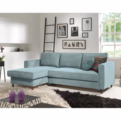 Best Mobilier Jake, Gris, Velours, Bois, 2220 mm, 1480 mm, 840 mm
