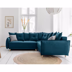 Best Mobilier Lena Canapé d'angle 5 siège(s) Bleu