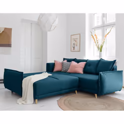 Best Mobilier Lena Canapé d'angle 5 siège(s) Bleu
