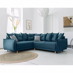 Best Mobilier Lena, Bleu, Tissu, Bois, 2400 mm, 2000 mm, 850 mm