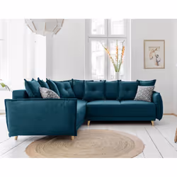 Best Mobilier Lena Canapé d'angle 5 siège(s) Bleu