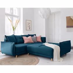 Best Mobilier Lena Canapé d'angle 5 siège(s) Bleu