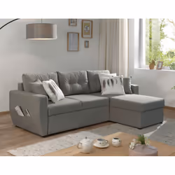 Best Mobilier Astoria, Gris, Velours, Plastique, 2260 mm, 1460 mm, 850 mm