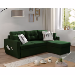 Best Mobilier Brooke, Bleu, Velours, Bois, 2350 mm, 2000 mm, 850 mm
