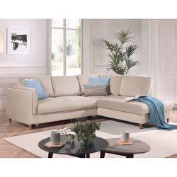 Best Mobilier Brooke, Bleu, Velours, Bois, 2350 mm, 2000 mm, 850 mm
