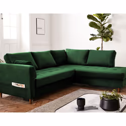 Best Mobilier Anna, Bleu, Velours, Bois, 2300 mm, 1980 mm, 850 mm