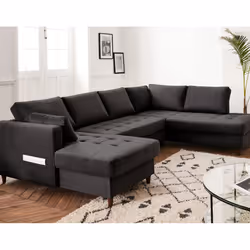 Best Mobilier Anna, Jaune, Velours, Bois, Bois, 2970 mm, 1970 mm