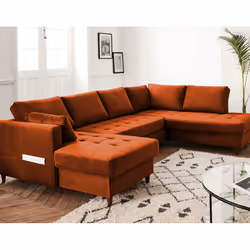 Best Mobilier Anna, Rose, Velours, Bois, Bois, 2970 mm, 1970 mm