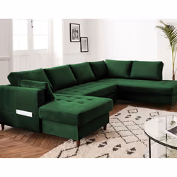 Best Mobilier Anna, Bleu, Velours, Bois, Bois, 2970 mm, 1970 mm