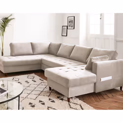 Best Mobilier Anna, Bleu, Velours, Bois, Bois, 2970 mm, 1970 mm