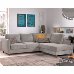 Best Mobilier Jake, Gris, Velours, Bois, 2300 mm, 1980 mm, 840 mm