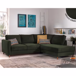 Best Mobilier Jake, Bleu, Velours, Bois, 2300 mm, 1980 mm, 840 mm