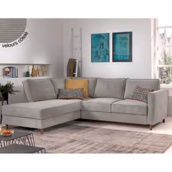Best Mobilier Jake, Gris, Velours, Bois, 2300 mm, 1980 mm, 840 mm