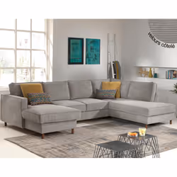 Best Mobilier Jake, Gris, Velours, Bois, Bois, 2970 mm, 1980 mm