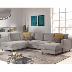 Best Mobilier Jake, Gris, Velours, Bois, Bois, 2970 mm, 1980 mm