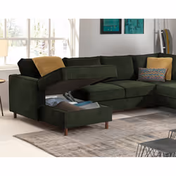 Best Mobilier Jake Canapé d'angle 7 siège(s) Bleu - Vue supplémentaire 4