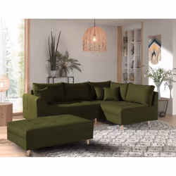 Best Mobilier Rune, Vert, Tissu, Bois, 2310 mm, 1610 mm, 810 mm