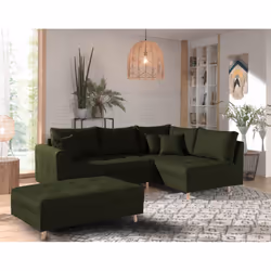 Best Mobilier Rune, Bleu, Tissu, Bois, 2310 mm, 1610 mm, 810 mm