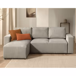 Best Mobilier Livy, Gris, Velours, Plastique, 2420 mm, 1540 mm, 920 mm