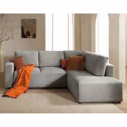 Best Mobilier Livy, Gris, Velours, Plastique, 2430 mm, 1910 mm, 920 mm