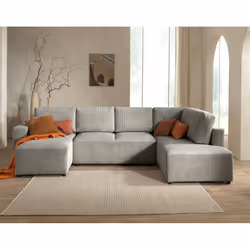 Best Mobilier Livy, Gris, Velours, Bois, Plastique, 3240 mm, 1910 mm