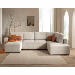 Best Mobilier Livy, Gris, Velours, Bois, Plastique, 3240 mm, 1910 mm