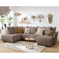 Best Mobilier Henry Canapé d'angle 7 siège(s) Gris, Blanc