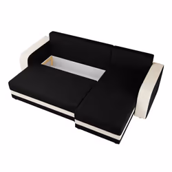 Best Mobilier Harvey Canapé d'angle 4 siège(s) Noir, Gris