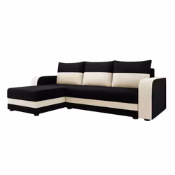 Best Mobilier Harvey Canapé d'Angle Convertible 4 Places Noir Gris - Vue supplémentaire 4