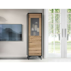 Bestmobilier - Peter - vitrine - bois et noir - 54x178 cm - style industriel