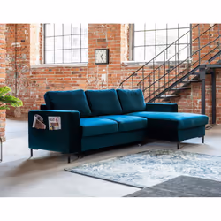 Best Mobilier Lilly, Bleu, Velours, Métal, 2360 mm, 1480 mm, 850 mm