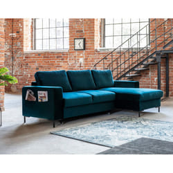 Best Mobilier Lilly Canapé d'angle 4 siège(s) Bleu