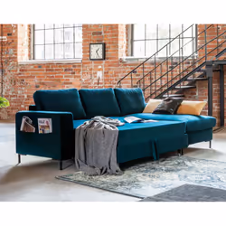 Best Mobilier Lilly Canapé d'angle 4 siège(s) Bleu