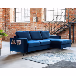 Best Mobilier Lilly, Bleu, Velours, Métal, 2360 mm, 1480 mm, 850 mm