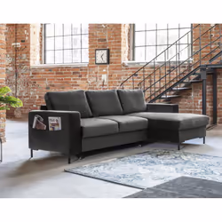 Best Mobilier Lilly, Gris, Velours, Métal, 2360 mm, 1480 mm, 850 mm