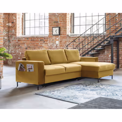 Best Mobilier Lilly, Jaune, Velours, Métal, 2360 mm, 1480 mm, 850 mm