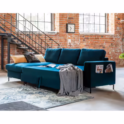 Best Mobilier Lilly Canapé d'angle 4 siège(s) Bleu